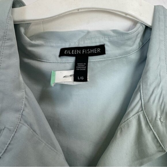 Eileen Fisher Cornflower Dress Tencel Shirt Collar Pockets Classic Minimalist L - Picture 12 of 14